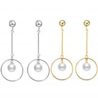 Stainless Steel Drop Earring, with ABS Plastic Pearl, plated, fashion jewelry & for woman 