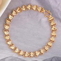 Brass Bracelets, Heart, gold color plated, fashion jewelry & for woman, 7mm Approx 7.49 Inch 