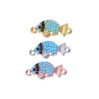 Animal Zinc Alloy Connector, Fish, plated, with rhinestone & 1/1 loop Approx 1mm 