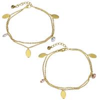 Stainless Steel Charm Bracelet, with 1.5Inch extender chain, gold color plated, oval chain & for woman & 8mm,2mm Approx 8.5 Inch 