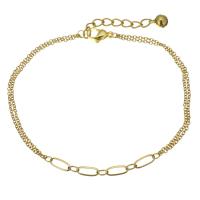 Stainless Steel Chain Bracelets, with 1.5Inch extender chain, gold color plated, oval chain & for woman & 1.5mm Approx 9 Inch 