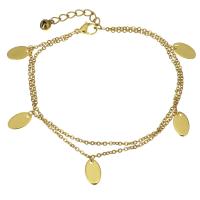 Stainless Steel Charm Bracelet, with 1.5Inch extender chain, gold color plated, oval chain & for woman & 2mm Approx 9 Inch 