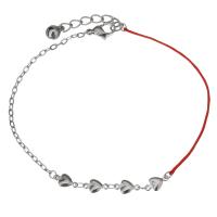 Stainless Steel Chain Bracelets, with Nylon Cord, with 1.5Inch extender chain, oval chain & for woman, original color 1mm,2mm Approx 9 Inch 