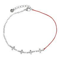 Stainless Steel Chain Bracelets, with Nylon Cord, with 1.5Inch extender chain, oval chain & for woman, original color 1mm,2mm Approx 10 Inch 