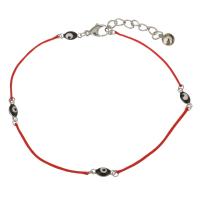 Stainless Steel Bracelet, with Nylon Cord, with 1.5Inch extender chain, evil eye pattern & for woman, original color 1mm Approx 9.5 Inch 