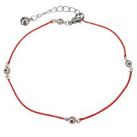 Stainless Steel Bracelet, with Nylon Cord, with 1.5Inch extender chain, evil eye pattern & for woman, original color 1mm Approx 9.5 Inch 