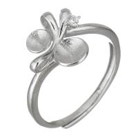 Montaje de anillo de plata esterlina, Plata de ley 925, con circonia cúbica, plateado, 12mm,4mm,5mm,0.8mm, tamaño:8, Vendido por UD