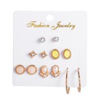Zinc Alloy Earring Set, Stud Earring & earring, with Plastic Pearl, plated, fashion jewelry & for woman & with rhinestone 