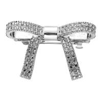 Hair Barrettes, Zinc Alloy, with acrylic rhinestone, Bowknot, plated, fashion jewelry & for woman, silver color 