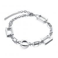 Brass Bracelets, silver color plated, oval chain & for woman, 18mm, 22mm, 9mm Approx 6.5-9 Inch 