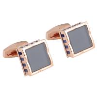 Brass Cufflinks, with Glass, Square, rose gold color plated, fashion jewelry & for man & enamel 5-10mm 