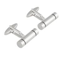 Brass Cufflinks, Column, silver color plated, fashion jewelry & for man & enamel, 5-10mm 