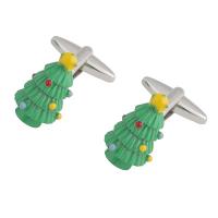 Brass Cufflinks, Christmas Tree, stoving varnish, fashion jewelry & Unisex, green, 5-10mm 