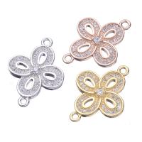 Cubic Zirconia Micro Pave Brass Connector, Flower, plated, micro pave cubic zirconia & 1/1 loop Approx 1mm 