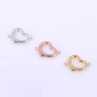 Cubic Zirconia Micro Pave Brass Connector, Heart, plated, micro pave cubic zirconia & 1/1 loop & hollow Approx 1mm 