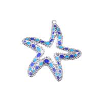 Zinc Alloy Enamel Pendants, Starfish, silver color plated, hollow Approx 1mm 