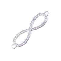 Rhinestone Zinc Alloy Connector, Infinity, plated, with rhinestone & 1/1 loop & hollow Approx 1mm 