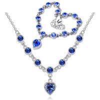 Rhinestone Zinc Alloy Jewelry Set, bracelet & necklace, Heart, plated, for woman & with rhinestone Approx 15 Inch, Approx 6.70 Inch 