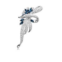 Rhinestone Zinc Alloy Brooch, with Crystal, silver color plated, for woman & with rhinestone 