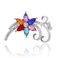 Rhinestone Zinc Alloy Brooch, with Crystal, platinum color plated, for woman & with rhinestone, multi-colored 