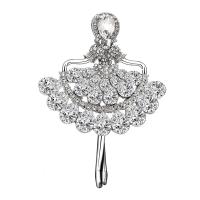 Rhinestone Zinc Alloy Brooch, with Crystal, Dancing Girl, platinum color plated, for woman & with rhinestone 