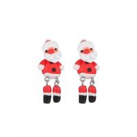 Polymer Clay Drop Earring, with Zinc Alloy, Santa Claus, hypo allergic & for woman 