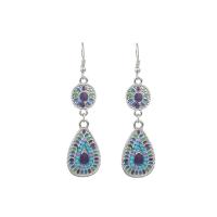 Enamel Zinc Alloy Drop Earring, with Seedbead, platinum color plated, for woman, multi-colored 
