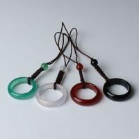 Agate Hanging Lanyard, with Waxed Cotton Cord, polished, Unisex 23mm,6mm Approx 2.4 Inch 