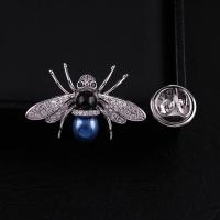 Brass Brooch, Bee, plated, Unisex & micro pave cubic zirconia 