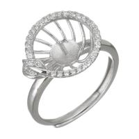 Montaje de anillo de plata esterlina, Plata de ley 925, micro arcilla de zirconia cúbica, plateado, 13.5mm,5mm,0.8mm, tamaño:7, Vendido por UD