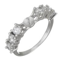Sterling Silver Ring Mounting, 925 Sterling Silver, with cubic zirconia, silver color, 4mm,4.5mm,0.8mm, US Ring 