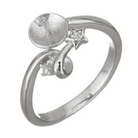стерлингового серебра кольцо крепления, 925 пробы, инкрустированное микро кубического циркония, серебряный, 10mm,5mm,0.8mm, размер:7, продается PC