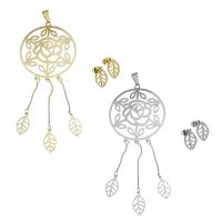 Fashion Stainless Steel Jewelry Sets, Stud Earring & pendant, plated, fashion jewelry & for woman 110mm Approx 