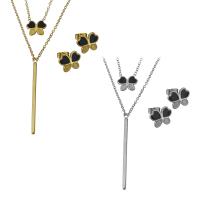 Fashion Stainless Steel Jewelry Sets, Stud Earring & necklace, with 2Inch extender chain, plated, oval chain & for woman 1.5mm Approx 16.5 Inch 