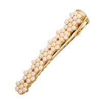Alligator Hair Clip, Zinc Alloy, with Plastic Pearl, plated, fashion jewelry & for woman, golden 
