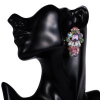 Zinc alliage strass Stud Earring, alliage de zinc, avec strass acrylique, Placage, bijoux de mode & pour femme, multicolore, Vendu par paire