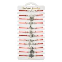 Fashion Zinc Alloy Bracelets, with Waxed Cotton Cord, antique silver color plated, fashion jewelry & Unisex, red Approx 7 Inch 