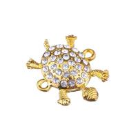 Animal Zinc Alloy Connector, Turtle, gold color plated, with rhinestone & 1/1 loop Approx 1mm 