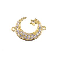 Rhinestone Zinc Alloy Connector, Moon and Star, plated, with rhinestone & 1/1 loop Approx 1mm 