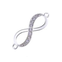Rhinestone Zinc Alloy Connector, Infinity, plated, with rhinestone & 1/1 loop Approx 1mm 