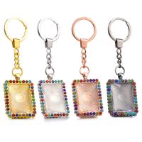 Zinc Alloy Key Clasp Setting, Rectangle, plated, with rhinestone Inner Approx 