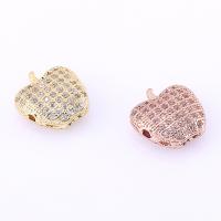 Cubic Zirconia Micro Pave Brass Beads, Apple, plated, micro pave cubic zirconia Approx 2mm 