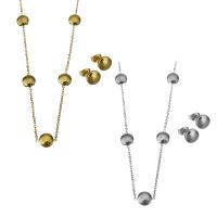Parures de bijoux en acier inoxydable, Boucle d’oreille stud & collier, avec 2Inch chaînes de rallonge, Placage, chaîne ovale & pour femme, plus de couleurs à choisir 1.5mm Environ 19 pouce, Vendu par fixé