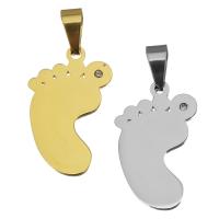 Rhinestone Stainless Steel Pendants, Foot, plated, fashion jewelry & with rhinestone Approx 