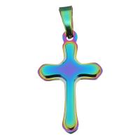 Stainless Steel Cross Pendants, fashion jewelry, multi-colored Approx 