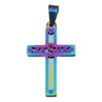 Stainless Steel Cross Pendants, Crucifix Cross, fashion jewelry, multi-colored Approx 