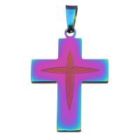 Stainless Steel Cross Pendants, fashion jewelry, multi-colored Approx 