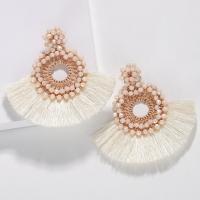 Seedbead Tassel Earring, with Cotton Thread, handmade, fashion jewelry & for woman 