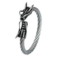Stainless Steel Cuff Bangle, Dragon, plated, fashion jewelry & for man, silver color 