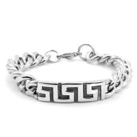 Stainless Steel Bracelet, plated, fashion jewelry & for man & blacken, silver color 